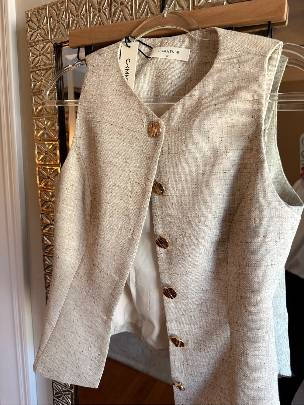 Commence Cream Tweed Vest - Sleeveless Jacket - M. NWT